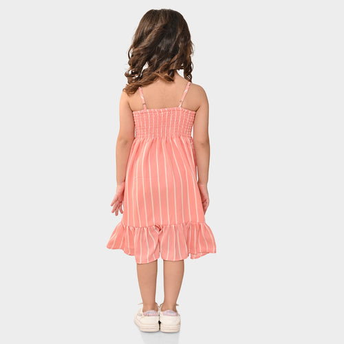 Girls Peach Sleeveless Dress