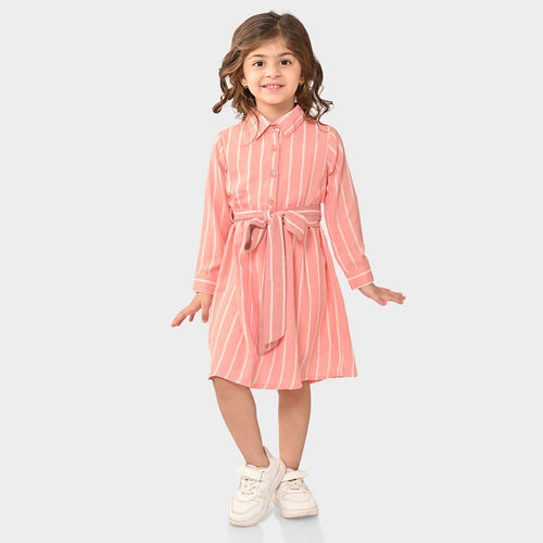 Girls Peach Shirt Dress