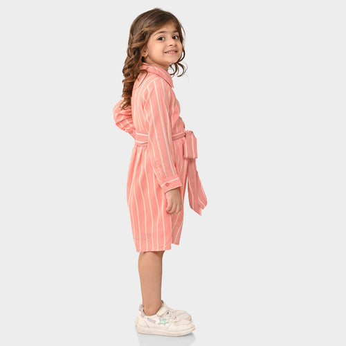 Girls Peach Shirt Dress