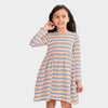 Girls Cotton Asymmetric Print Dress