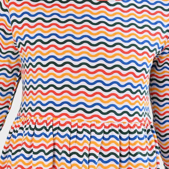 Girls Cotton Asymmetric Print Dress