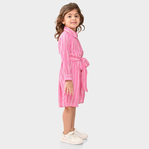 Girls Pink Shirt Dress