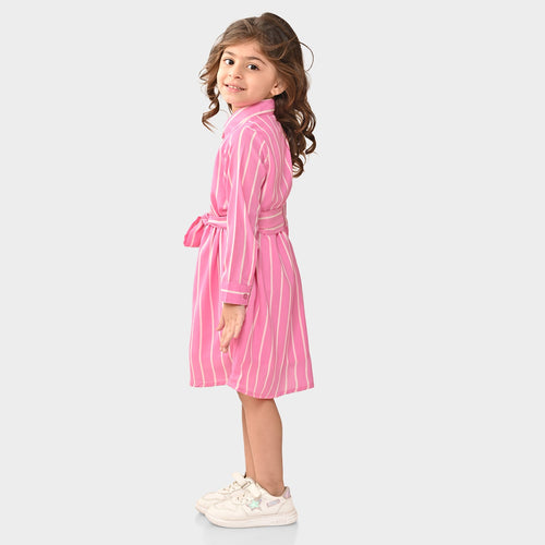 Girls Pink Shirt Dress