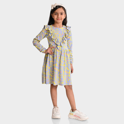 Girls Cotton Ruffel Style Dress