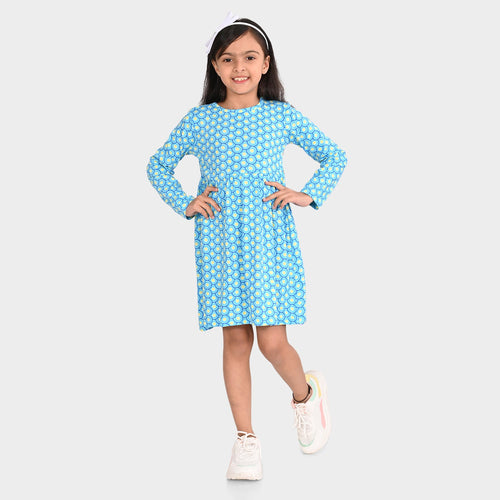 Girls Blue Cotton Dress