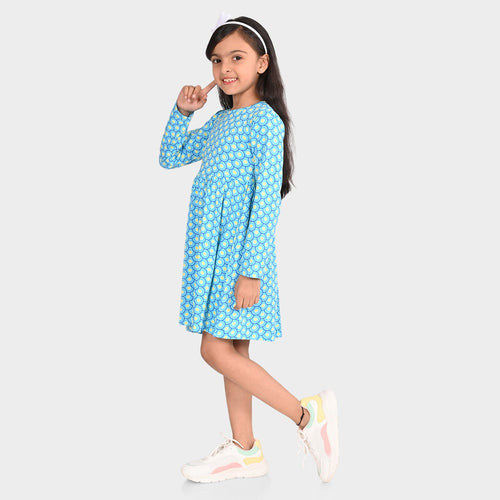 Girls Blue Cotton Dress