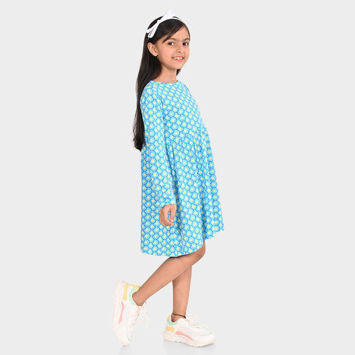 Girls Blue Cotton Dress