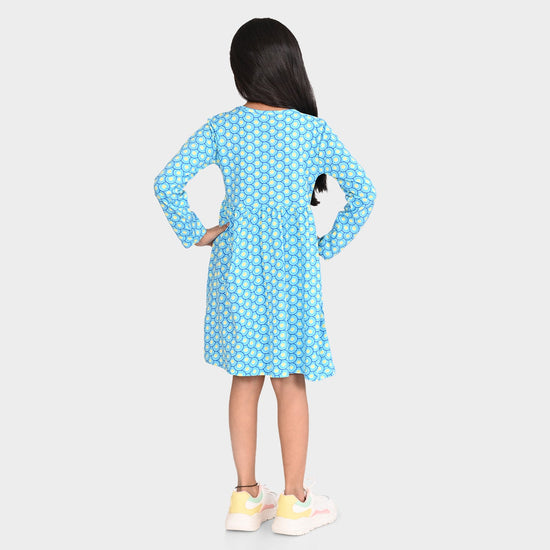 Girls Blue Cotton Dress