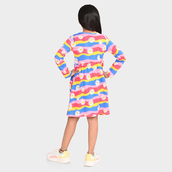Girls Printed Full Sleeves Dress