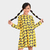 Girls Yellow Printed Cotton Full sleeves Dress