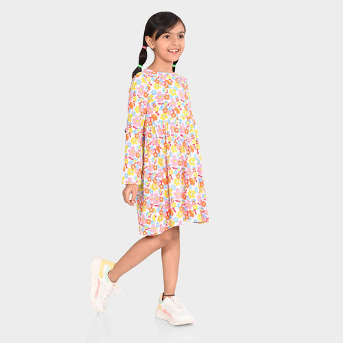 Girls Cotton Printed Full sleeve Dress