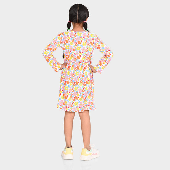 Girls Cotton Printed Full sleeve Dress