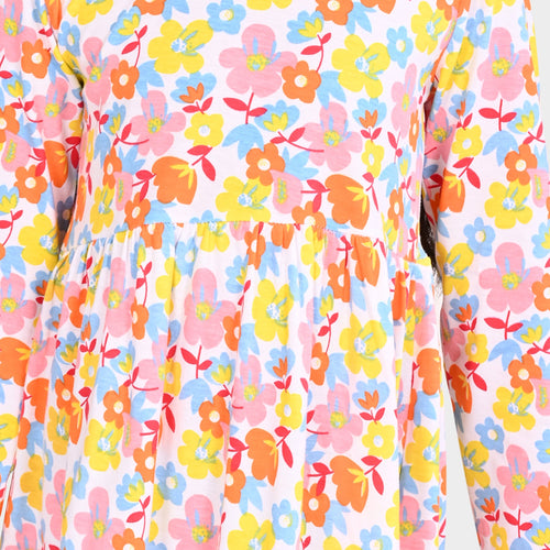 Girls Cotton Printed Full sleeve Dress
