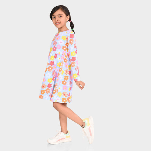 Girls Cotton Printed Dress
