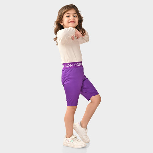 Girl Biker Purple Regular Long Shorts