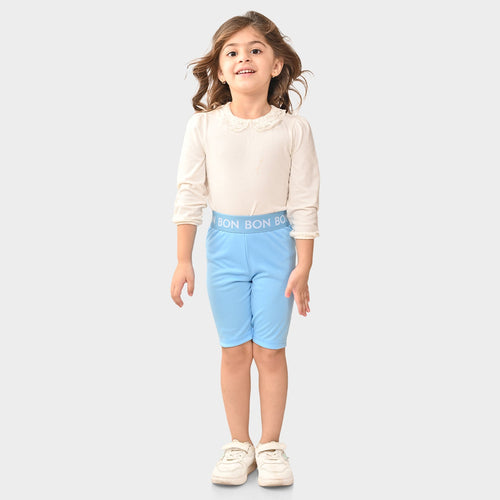 Girl Biker Blue Regular Long Shorts
