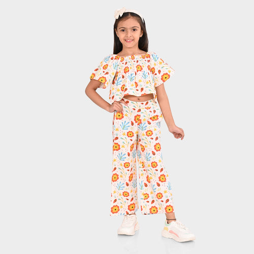 Girls Multi Flower Printed Clothing Set