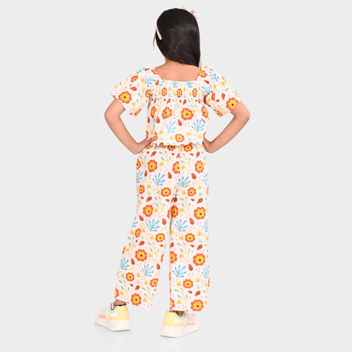 Girls Multi Flower Printed Clothing Set