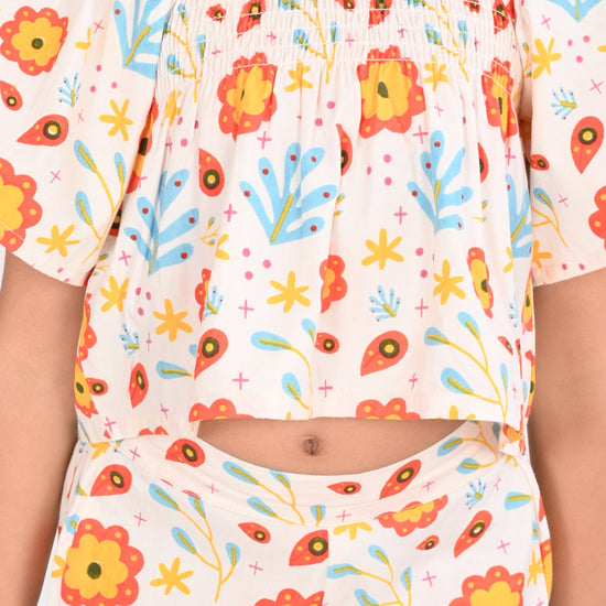 Girls Multi Flower Printed Clothing Set