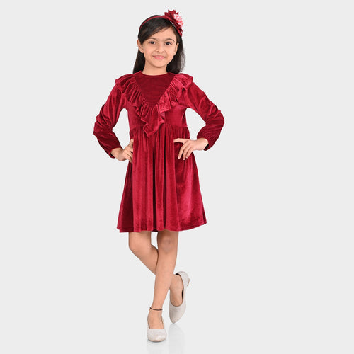 Girls Pleated Polyester Dress