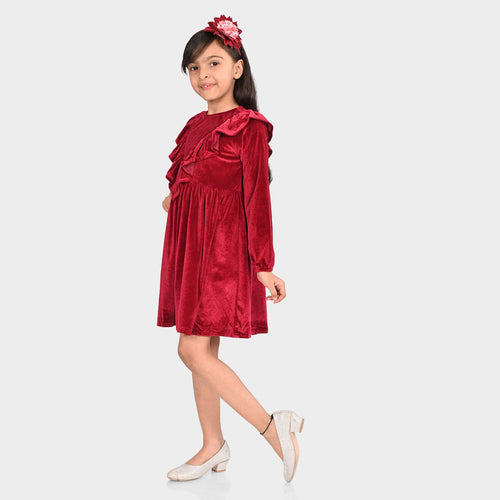 Girls Pleated Polyester Dress