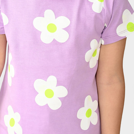 Girls Cotton Printed Lavendor Top