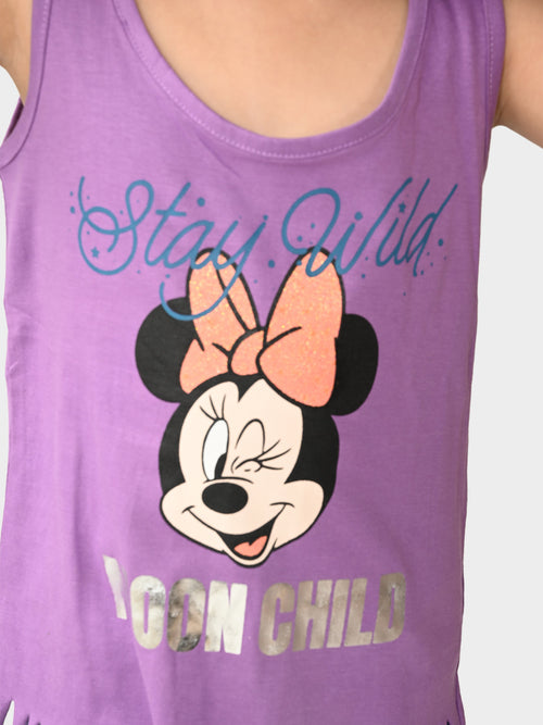 Mini Moon Child Purple Sleeveless fringe Girls Tshirt