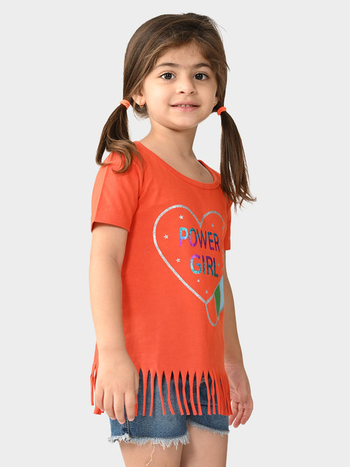 Girls Printed Fringe Top