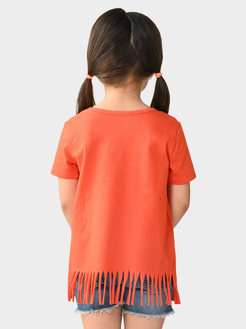 Girls Printed Fringe Top