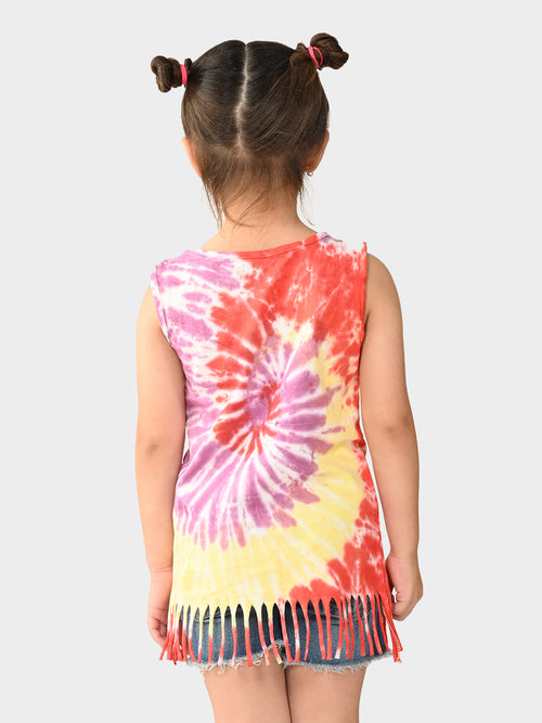 Girls Wonder Women Printed Fringe Top
