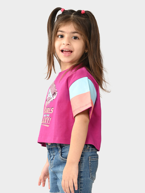 Girls Printed Cotton Crop Top