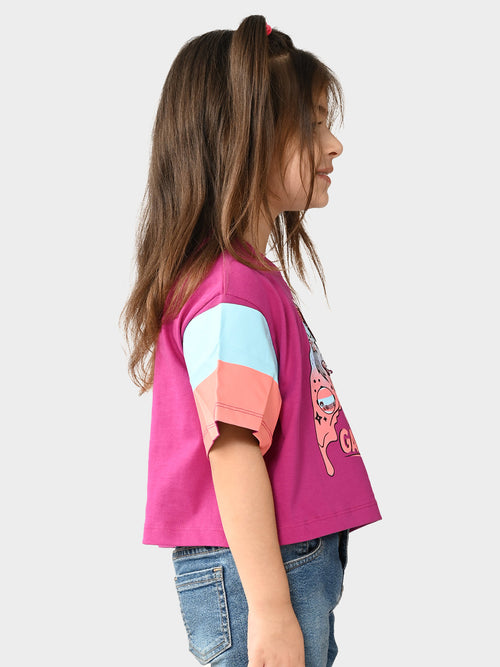 Girls Printed Cotton Crop Top