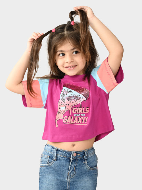 Girls Printed Cotton Crop Top
