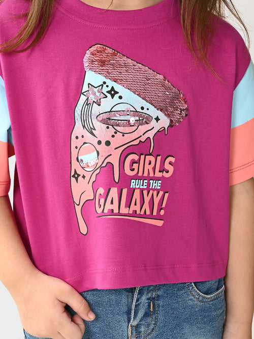 Girls Printed Cotton Crop Top