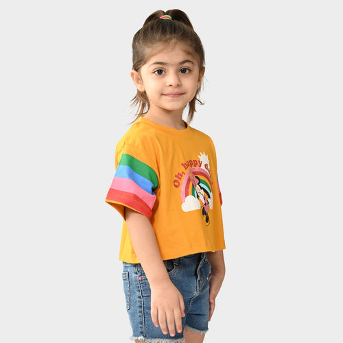 Girls Cotton Printed Crop Top