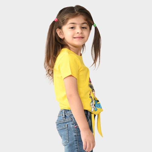 Girls Mickey Printed Knotted Top