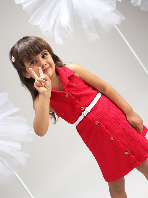 Girls Elegant Pink Polyester Party Dress Stylish and Comfortable Outfit for Kids