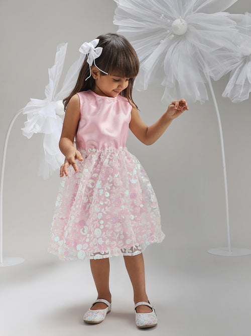 Girls Pink Satin Dress Premium Soft Fabric Party Wear