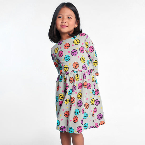 Smiley Printed Girls Dress