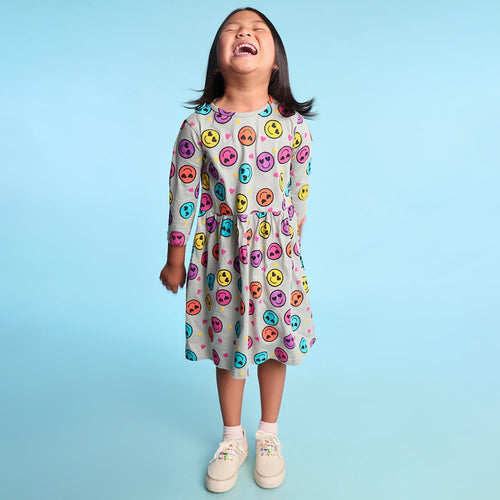 Smiley Printed Girls Dress