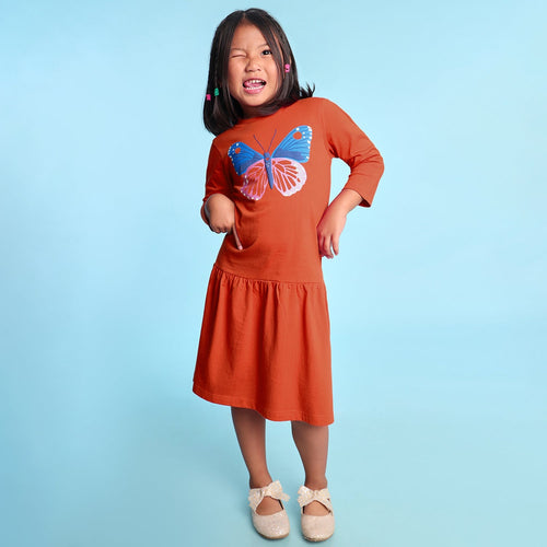 Butterfly Printed Girls Dress