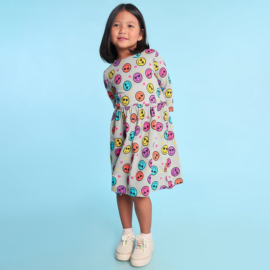 Smiley Printed Girls Dress