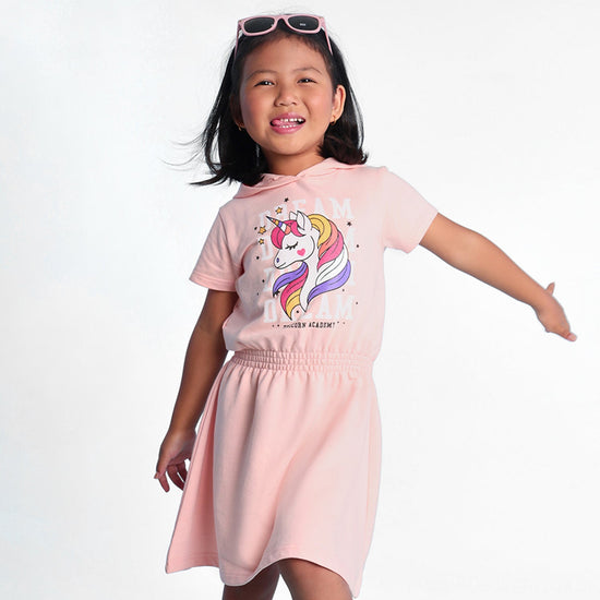 Unicorn Printed Hooded Girls Dress