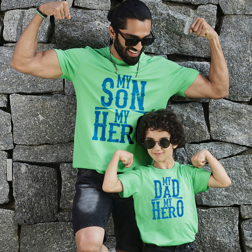 Bright Green My Son/Dad My Hero Father-Son Tees