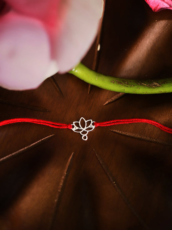 925 Silver-lotus Rakhi for Kids
