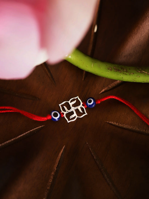 925 Silver-Swastik evil eye Rakhi for Kids