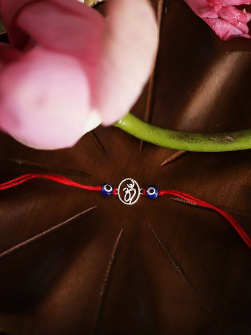 925 Silver-ohm & evil eye Rakhi for Kids