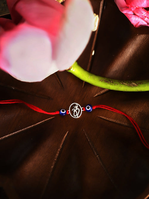 925 Silver-ohm & evil eye Rakhi for Kids