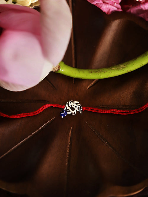 925 Silver-Ohm & Evil Eye Rakhi for Kids