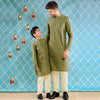 Olive Green Kurta Pajama Set For Father-Son